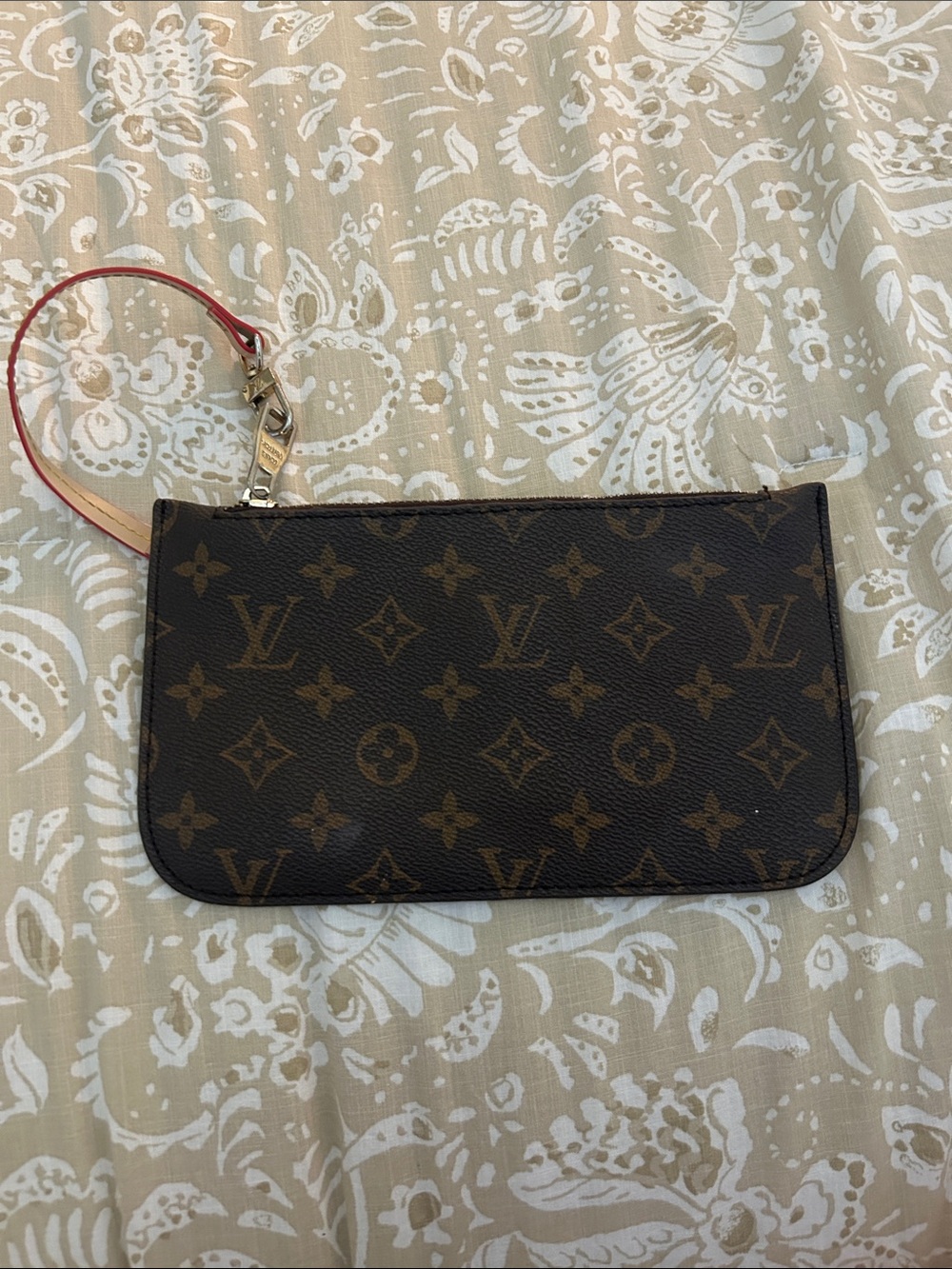 Monogram Canvas Pouch with Red Strap